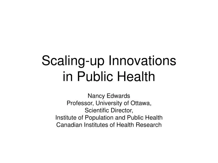 scaling up innovations in public health