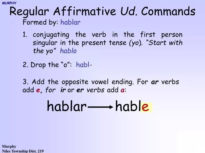 regular affirmative ud commands