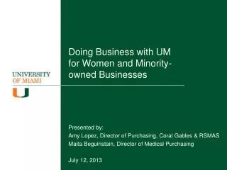 Doing Business with UM for Women and Minority-owned Businesses