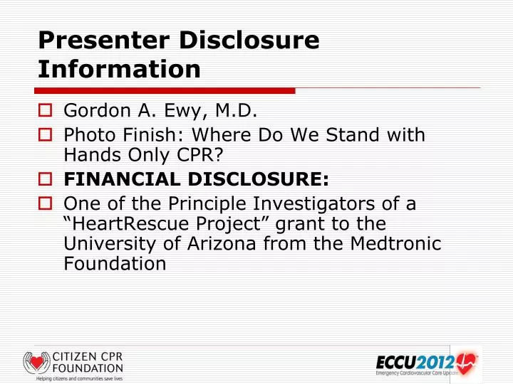 presenter disclosure information