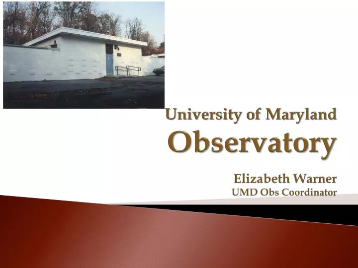 university of maryland observatory elizabeth warner umd obs coordinator
