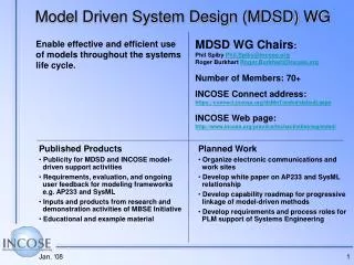 Model Driven System Design (MDSD) WG