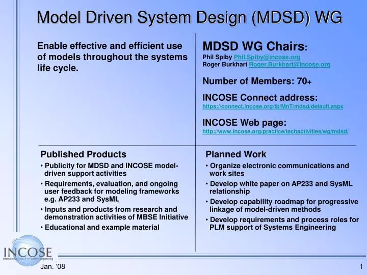 model driven system design mdsd wg