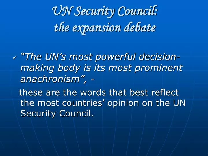 un security council the expansion debate