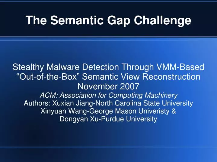 the semantic gap challenge