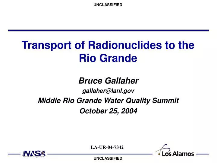 transport of radionuclides to the rio grande