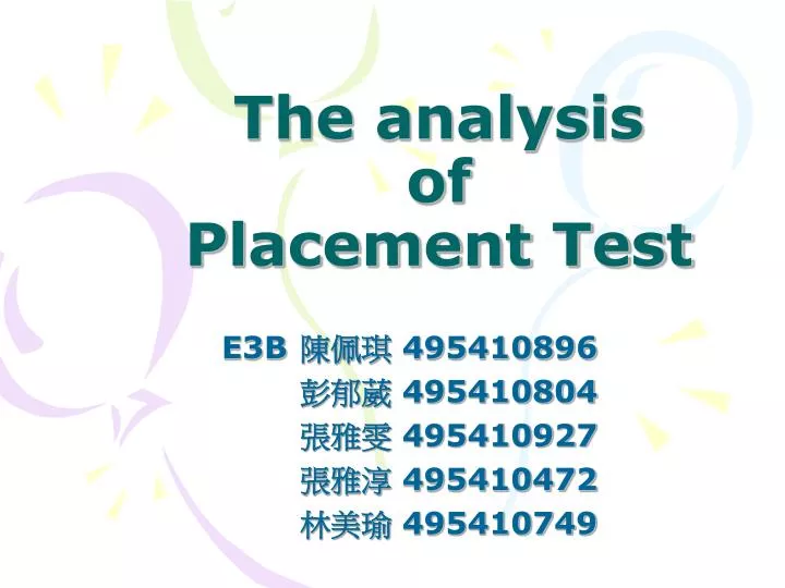 the analysis of placement test