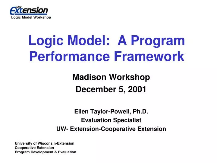 logic model a program performance framework