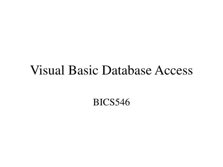 visual basic database access