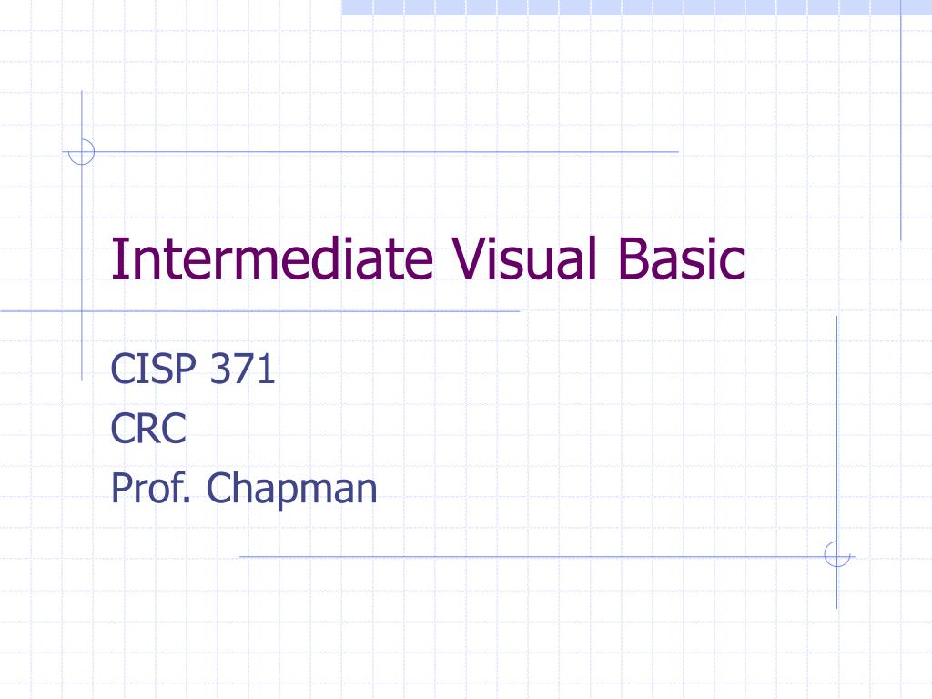 PPT - Intermediate Visual Basic PowerPoint Presentation, free download ...