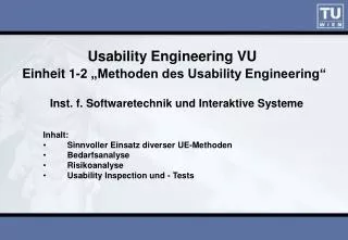 usability engineering vu einheit 1 2 methoden des usability engineering