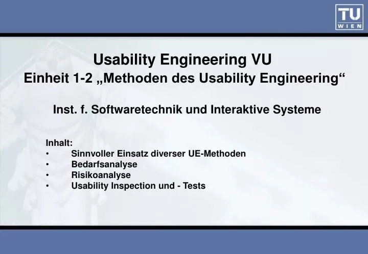 usability engineering vu einheit 1 2 methoden des usability engineering