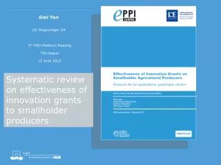 Systematic review on effectiveness of innovation grants to smallholder producers
