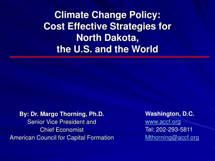 climate change policy cost effective strategies for north dakota the u s and the world