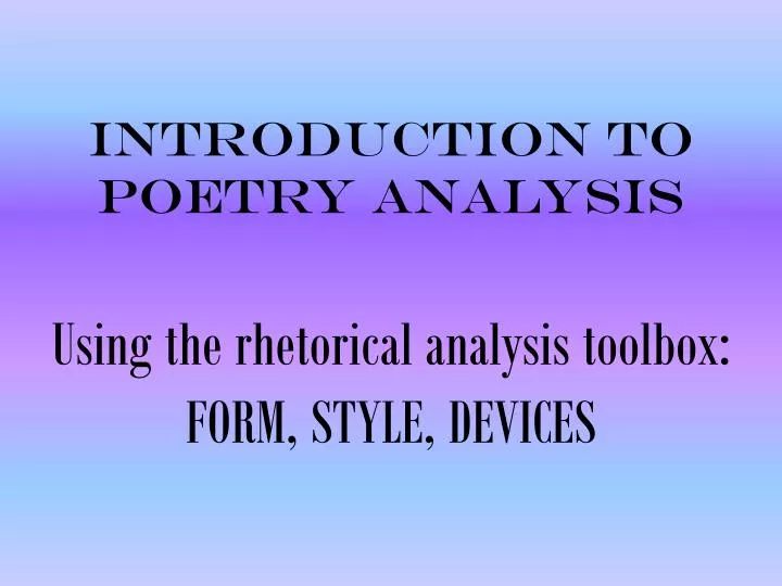 introduction to poetry analysis