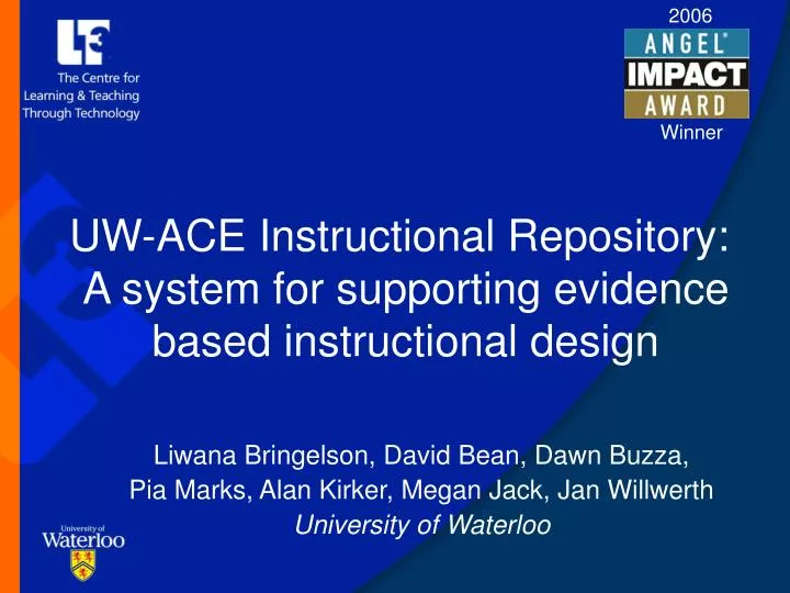 uw ace instructional repository a system for supporting evidence based instructional design