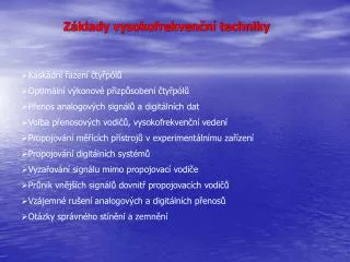 z klady vysokofrekven n techniky