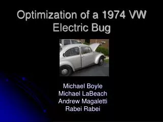 Optimization of a 1974 VW Electric Bug