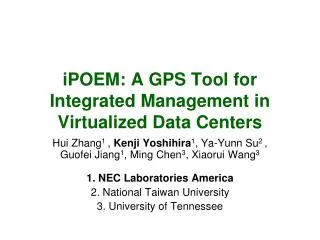 iPOEM: A GPS Tool for Integrated Management in Virtualized Data Centers