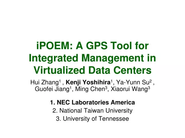 ipoem a gps tool for integrated management in virtualized data centers