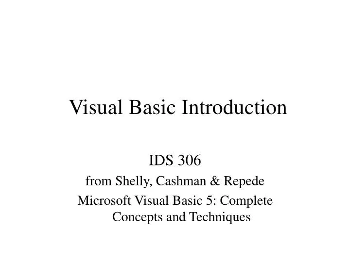 visual basic introduction