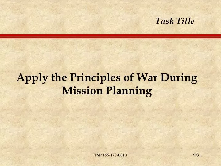 apply the principles of war during mission planning