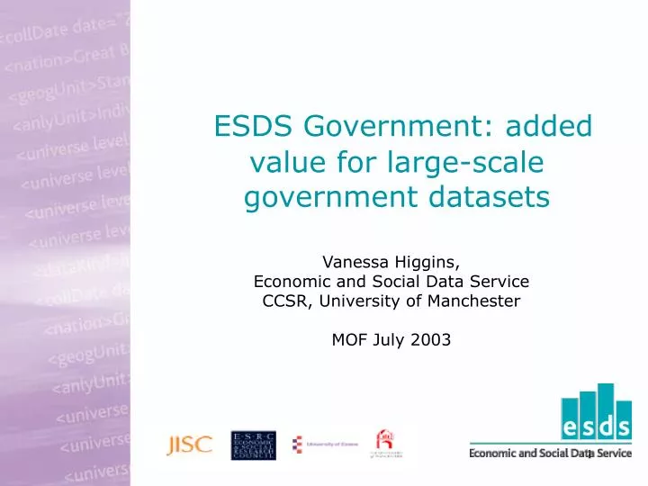 esds government added value for large scale government datasets