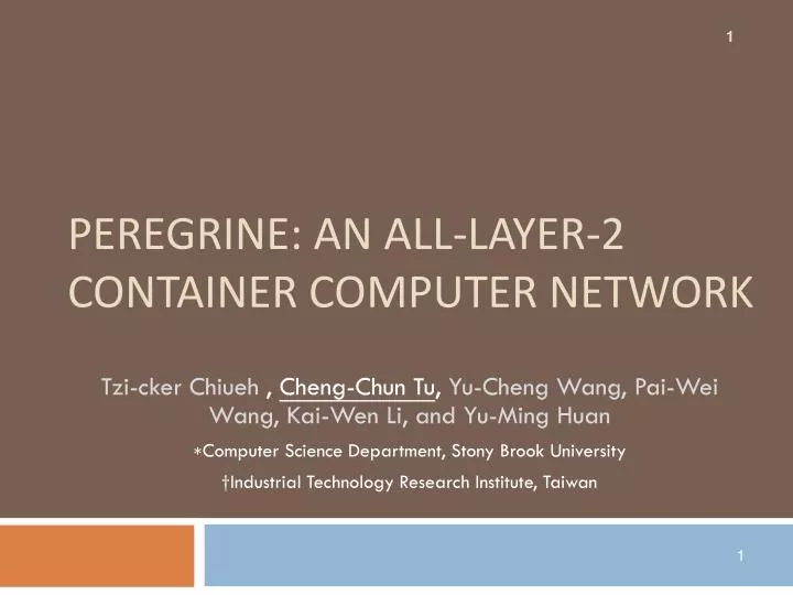 peregrine an all layer 2 container computer network