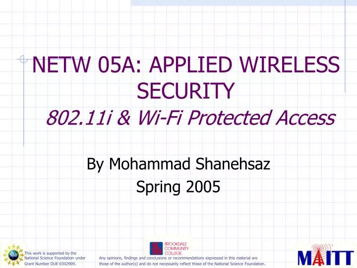 netw 05a applied wireless security 802 11i wi fi protected access