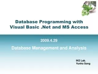 Database Programming with Visual Basic .Net and MS Access