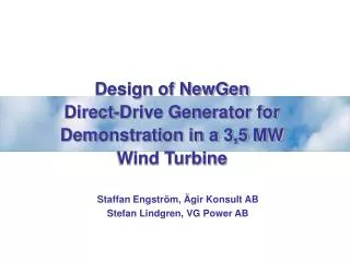 Design of NewGen Direct-Drive Generator for Demonstration in a 3,5 MW Wind Turbine