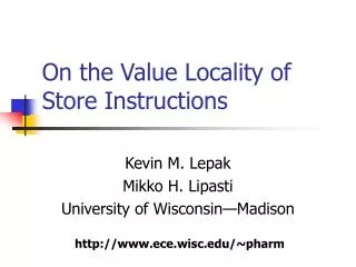 On the Value Locality of Store Instructions