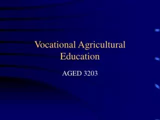Vocational Agricultural Education