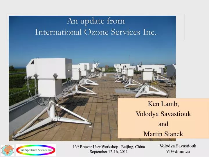 an update from international ozone services inc