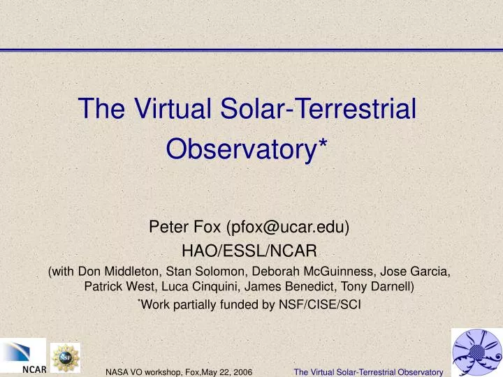 the virtual solar terrestrial observatory