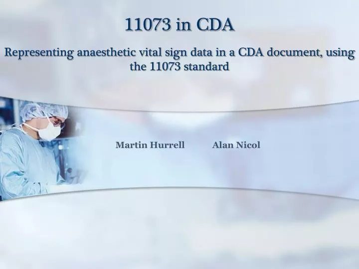 11073 in cda representing anaesthetic vital sign data in a cda document using the 11073 standard
