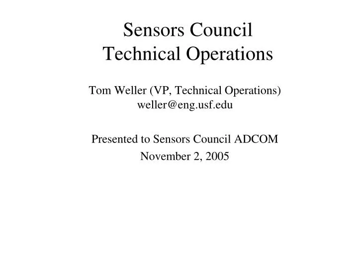 sensors council technical operations