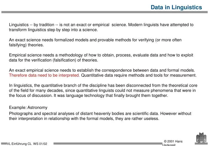 data in linguistics