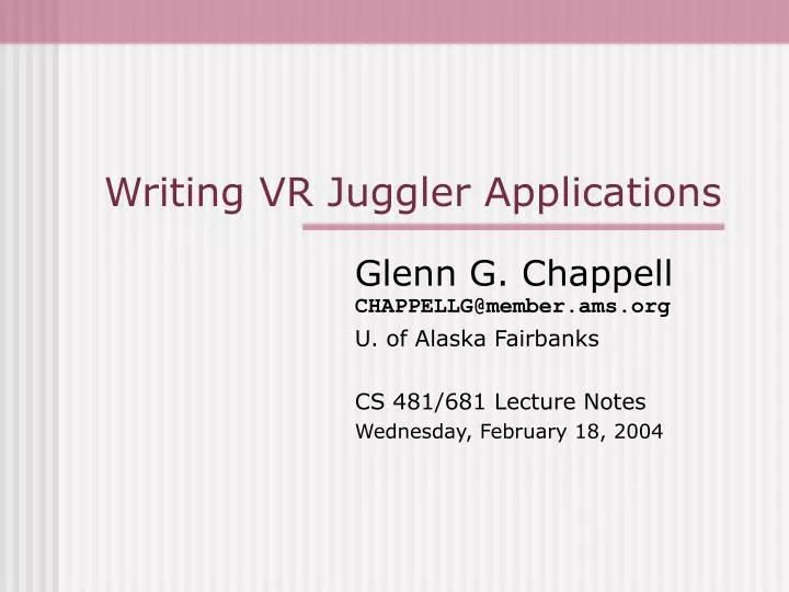 writing vr juggler applications