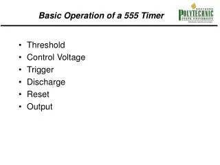 Basic Operation of a 555 Timer