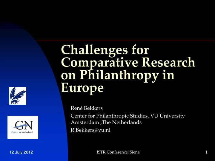 challenges for comparative research on philanthropy in europe