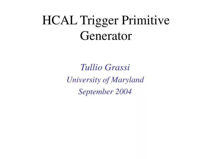 hcal trigger primitive generator