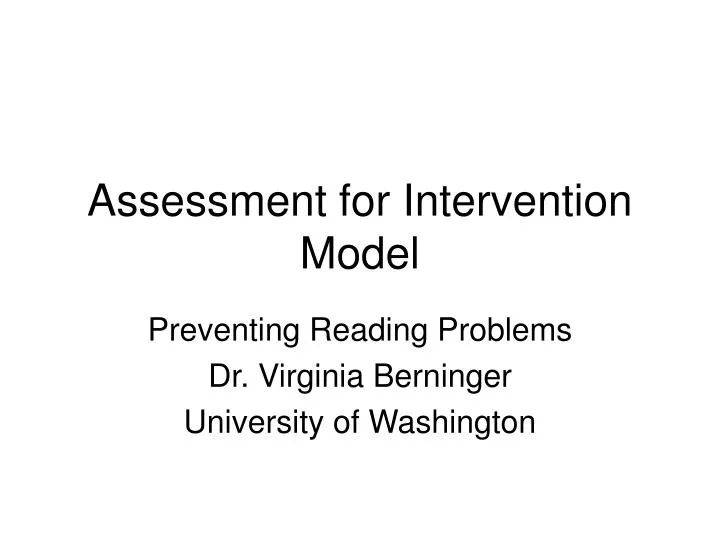 assessment for intervention model