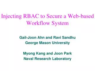 Injecting RBAC to Secure a Web-based Workflow System