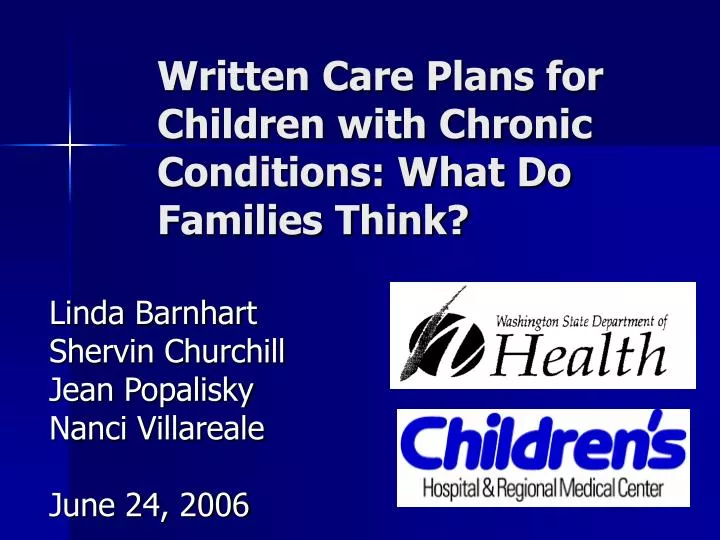 written care plans for children with chronic conditions what do families think