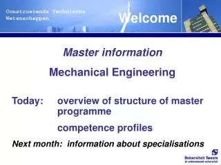 Master information Mechanical Engineering