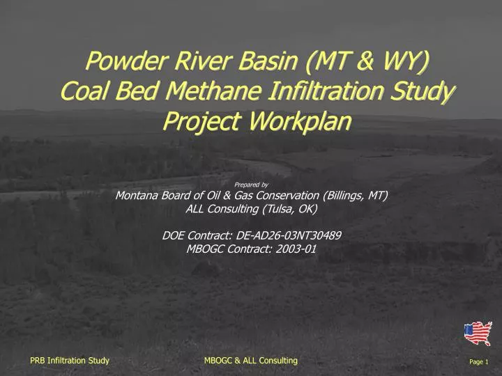 powder river basin mt wy coal bed methane infiltration study project workplan