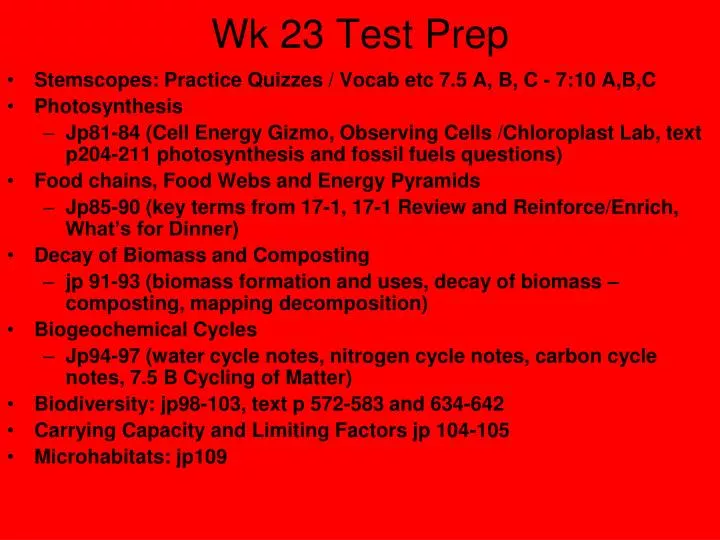 wk 23 test prep