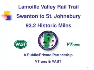 Lamoille Valley Rail Trail Swanton to St. Johnsbury 93.2 Historic Miles