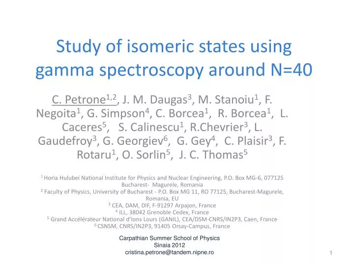 study of isomeric states using gamma spectroscopy around n 40